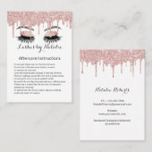 Eyelash Salon Roos Gold Drip Aftercare Instruction Visitekaartje (Voorkant / Achterkant)
