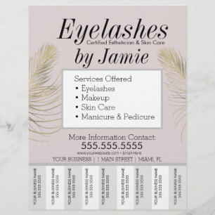 Eyelash Service roze Gold Business Tear Off Strips Flyer