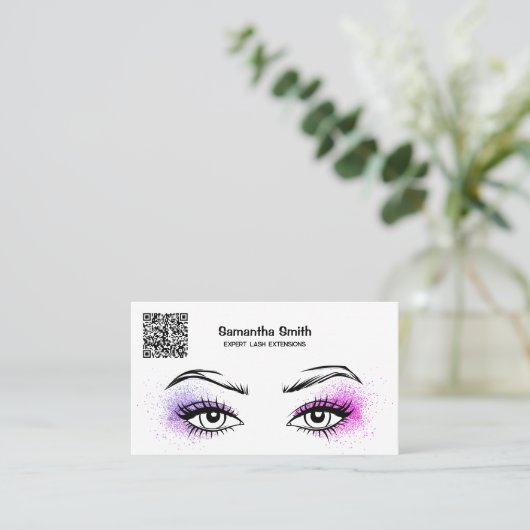 EyeLash Tech Custom QR Visitekaartje (Staand voorkant)