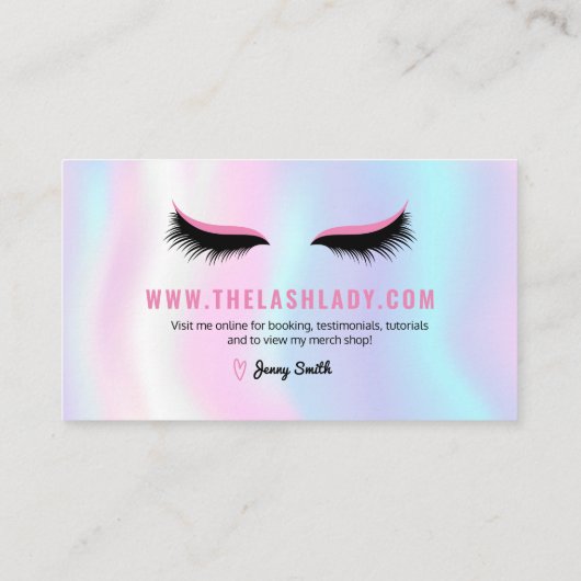 EyeLash Tech Lash Beauty Salon Pastel Rainbow Visitekaartje (Achterkant)