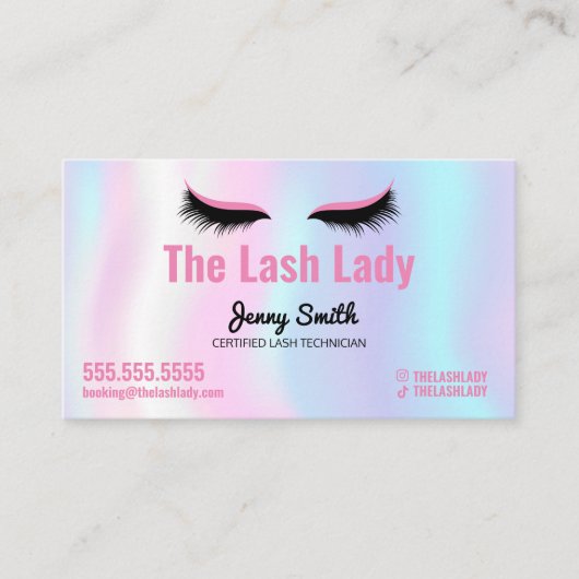 EyeLash Tech Lash Beauty Salon Pastel Rainbow Visitekaartje (Voorkant)