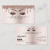 Eyelash Tech Lash Stylist Blush Pink Glitter Drip Visitekaartje (Voorkant / Achterkant)