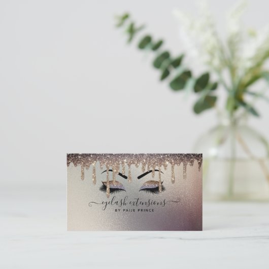 Eyelash Tech Lash Stylist Bronze Gold Glitter Drip Visitekaartje (Staand voorkant)