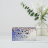 Eyelash Tech Lash Stylist Gold Blue Glitter Drip Visitekaartje (Staand voorkant)