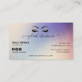 Eyelash Tech Lash Stylist Gold Blue Glitter Drip Visitekaartje (Achterkant)