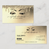 Eyelash Tech Lash Stylist Gold Foil & Glitter Drip Visitekaartje (Voorkant / Achterkant)