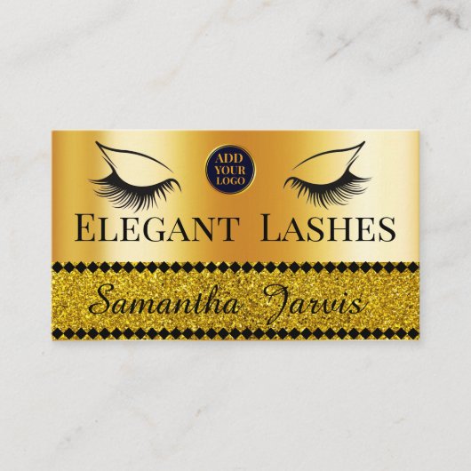 Eyelash Tech Lash Stylist Gold Folie & Glitter Log Visitekaartje (Voorkant)