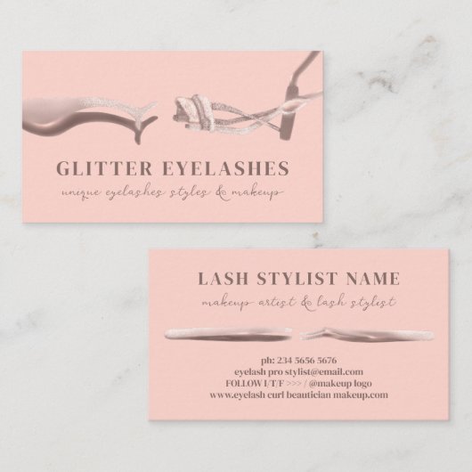 Eyelash technic Roze Abstract Visitekaartje (Voorkant / Achterkant)