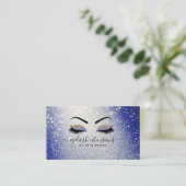 Eyelash Technicia Lash Stylist Navy Blue Glitter Visitekaartje (Staand voorkant)
