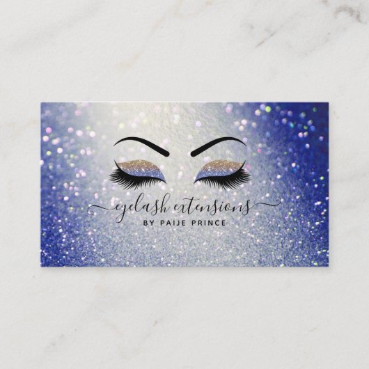 Eyelash Technicia Lash Stylist Navy Blue Glitter Visitekaartje (Voorkant)