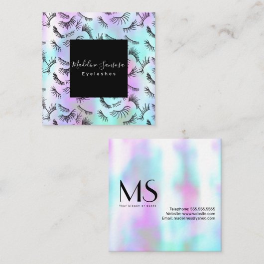  Eyelash-technicus — Eyelashes — Doodles Vierkante Visitekaartje (Voorkant / Achterkant)