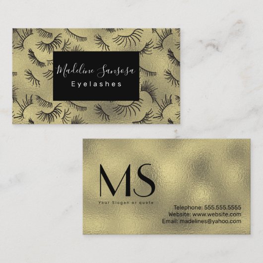 Eyelash-technicus Gold Visitekaartje (Voorkant / Achterkant)