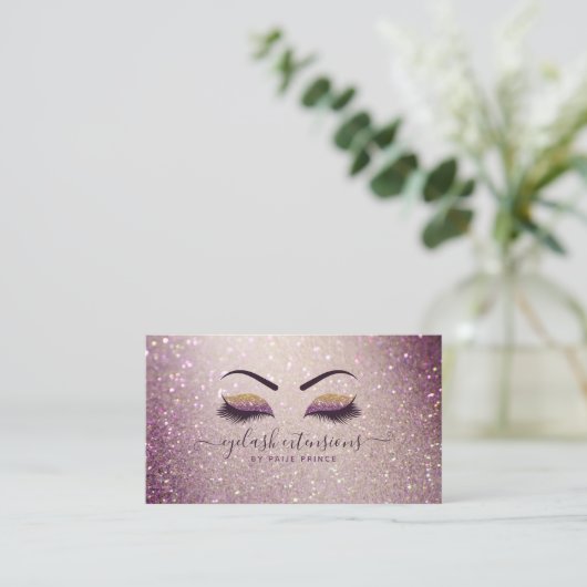 Eyelash-technicus Lash-Paarse glitter Visitekaartje (Staand voorkant)