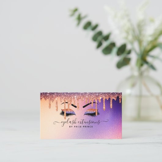 Eyelash-technicus - Lash Stylist Glitter Drip Visitekaartje (Staand voorkant)