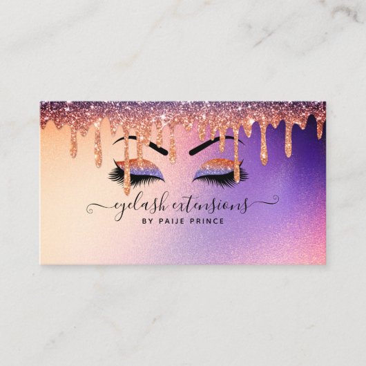 Eyelash-technicus - Lash Stylist Glitter Drip Visitekaartje (Voorkant)