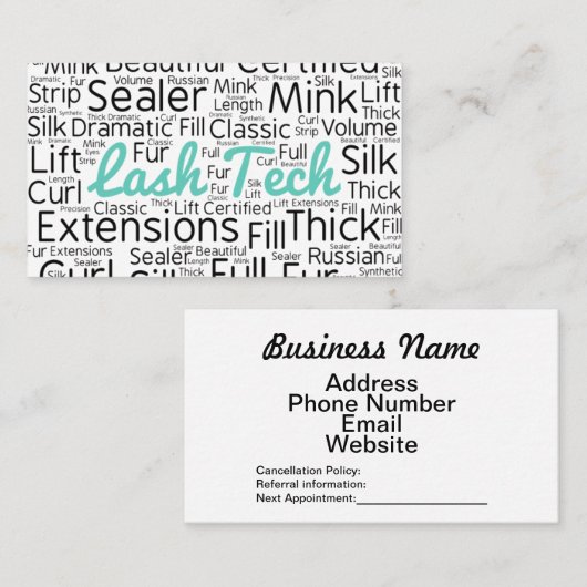 Eyelash-technicus Visitekaartje (Voorkant / Achterkant)
