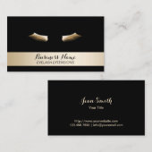 Eyelash-uitbreidingen Moderne zwarte & goudkleuren Visitekaartje (Voorkant / Achterkant)