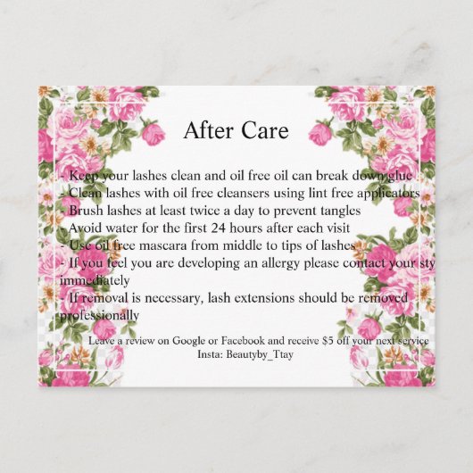 Eyelash-verlenging na een zorgkaart briefkaart (Voorkant)