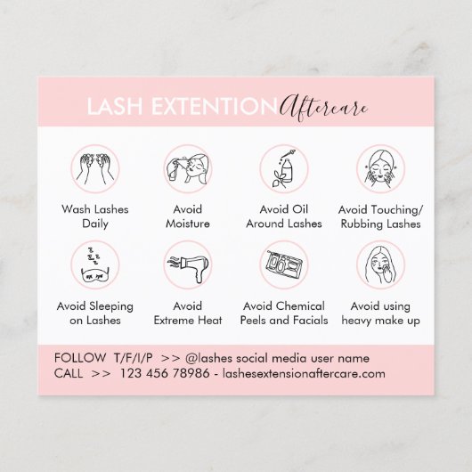 Eyelash-verlengproducten Aftercare budget Flyer (Achterkant)