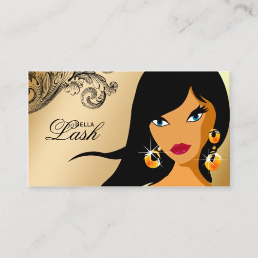 Eyelash Visitekaartje Gold Ethnic Woman 2 (Voorkant)