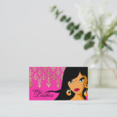 Eyelash-Visitekaartje Indiase vrouw Hot Pink Visitekaartje (Staand voorkant)