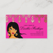 Eyelash-Visitekaartje Indiase vrouw Hot Pink Visitekaartje (Achterkant)