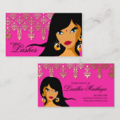 Eyelash-Visitekaartje Indiase vrouw Hot Pink Visitekaartje (Voorkant / Achterkant)