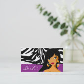 Eyelash Visitekaartje Zebra Paars (Staand voorkant)
