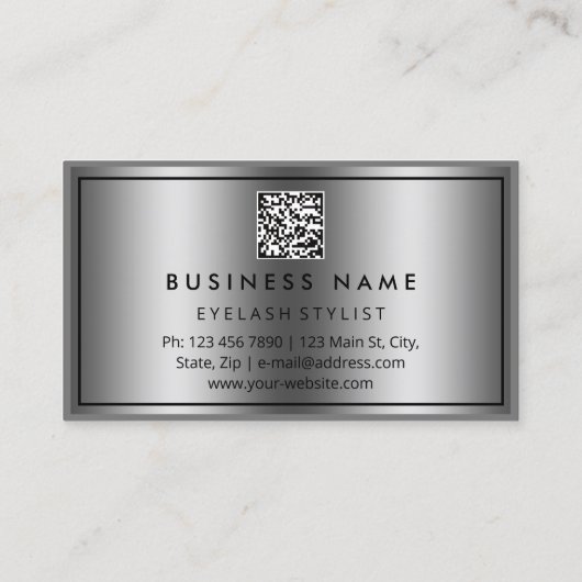 Eyelashashes Lijst Silver van aangepaste QR-CODE-L Visitekaartje (Achterkant)