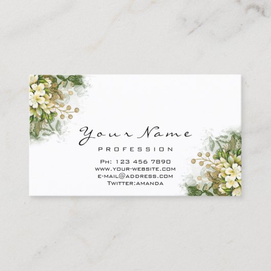 Eyelashes Aftercare Instructions Floral Mint Green Visitekaartje (Voorkant)