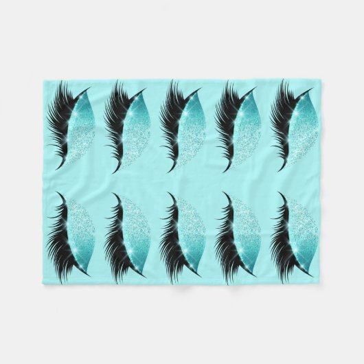 Eyelashes Aqua Blue Glitter Makeup Girly Fleece Deken (Voorkant (Horizontaal))