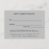 Eyelashes Beauty Glitter Makeup Cadeaucertificaat Informatiekaartje (Achterkant)