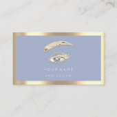 Eyelashes Brow Makeup Logo Qr Code Blue Gold Lijst Visitekaartje (Voorkant)