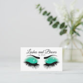 Eyelashes en Brows - Blauwgroen glitter Visitekaartje (Staand voorkant)