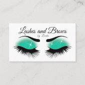Eyelashes en Brows - Blauwgroen glitter Visitekaartje (Voorkant)