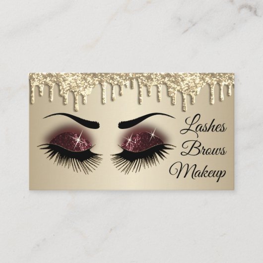Eyelashes en Brows - Bourgogne en goudglitter Visitekaartje (Voorkant)