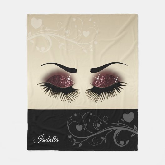 Eyelashes en Brows - Bourgogne Glitter Fleece Deken (Voorkant)