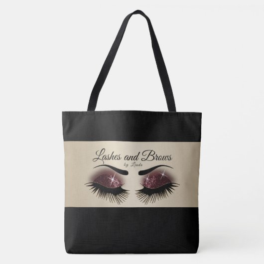 Eyelashes en Brows - Bourgogne Glitter Tote Bag (Voorkant)