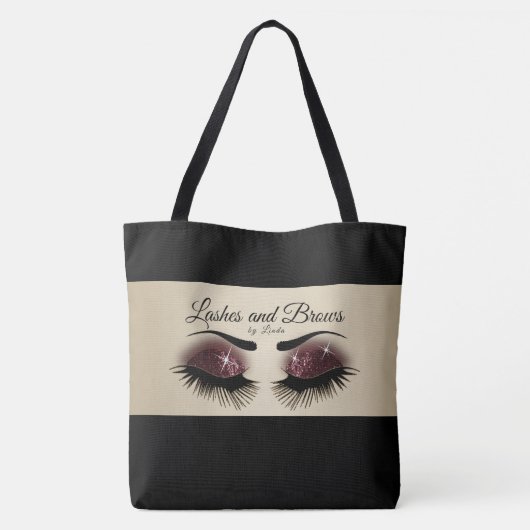 Eyelashes en Brows - Bourgogne Glitter Tote Bag (Achterkant)