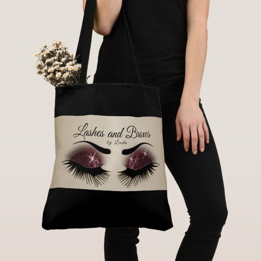 Eyelashes en Brows - Bourgogne Glitter Tote Bag (Dichtbij)