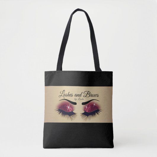 Eyelashes en Brows - Burgundy Red Glitter Tote Bag (Voorkant)