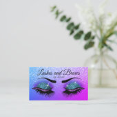 Eyelashes en Brows - Colorful Glitter Business Ca Visitekaartje (Staand voorkant)