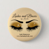 Eyelashes en Brows - Glitter Gold Ronde Button 5,7 Cm (Voorkant)