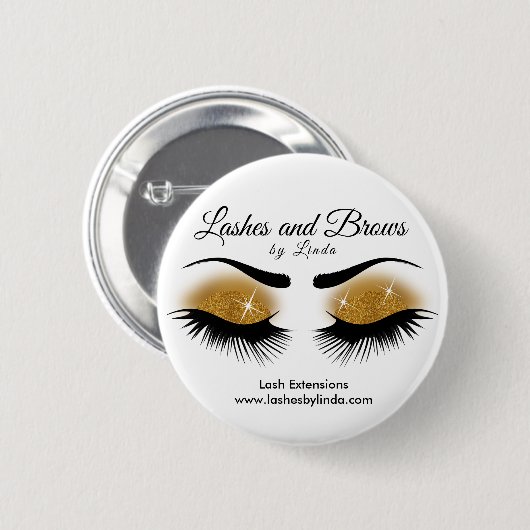 Eyelashes en Brows - Goud Ronde Button 5,7 Cm (Voorkant /achterkant)