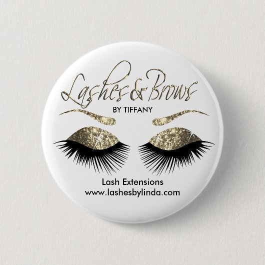 Eyelashes en Brows - Goud Ronde Button 5,7 Cm (Voorkant)