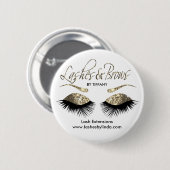Eyelashes en Brows - Goud Ronde Button 5,7 Cm (Voorkant /achterkant)