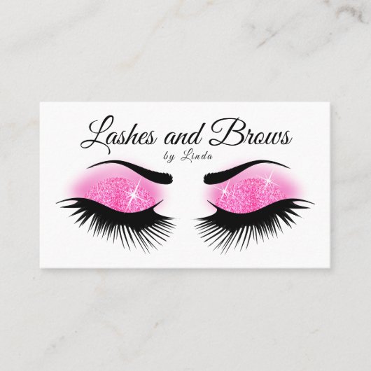 Eyelashes en Brows - Hot Pink Glitter Visitekaartje (Voorkant)