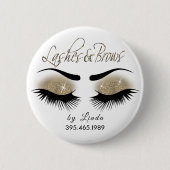 Eyelashes en Brows - Licht goud Ronde Button 5,7 Cm (Voorkant)