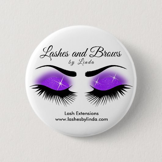 Eyelashes en Brows - Paars Ronde Button 5,7 Cm (Voorkant)