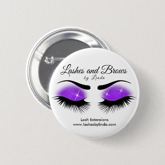 Eyelashes en Brows - Paars Ronde Button 5,7 Cm (Voorkant /achterkant)